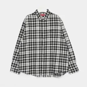 슈프림 자수로고 플레이드 플란넬 남성 셔츠 FW25S8 WHITE