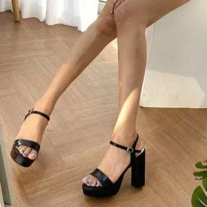 메리제인 토오픈 구두 여성신발 여성화 미들힐 샌들 (WEF0422)