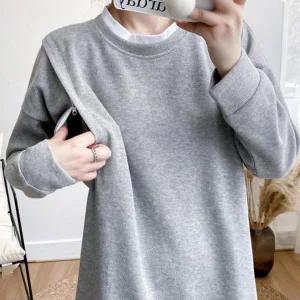 [셀러허브]임산부 빅사이즈 수유복 잠옷 긴팔 외출 수유티 편한 (S9947555)