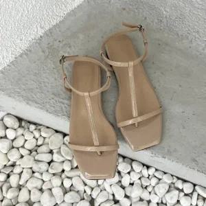 가을 여자끈샌들 통굽 샌들신발 빅사이즈 앵글 힐 (WEF0544)