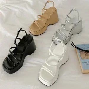 빅사이즈 가을신상 스트랩 여자샌들 통굽 끈샌들 힐 (WEF0530)