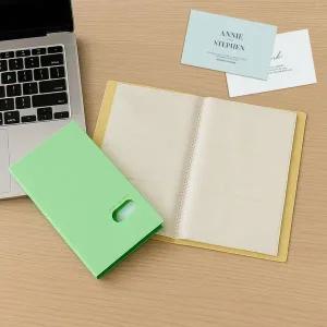 찡긋 스마일 명함집 책 포켓 카드 수첩 에메랄드 60장