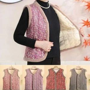 [하프클럽/]이쁜플라워 무늬 겨울용 융털 내피 화려한 윈터용 슬리브리스탑