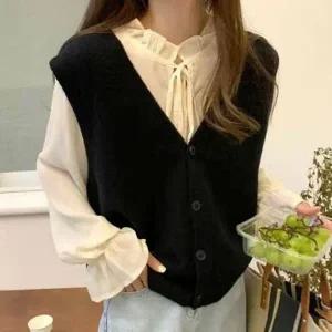 [하프클럽/]레이디스세련된 데일리 탄탄한 짜임 시그니처 버튼 니트웨어 베