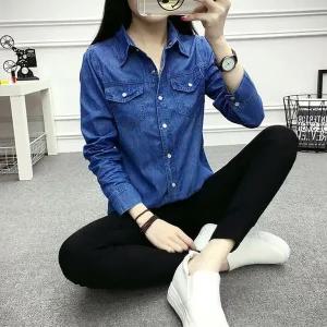 [하프클럽/]레이디스 데일리코디 캐쥬얼 와이셔츠 심플 청바지 탑 이지 진