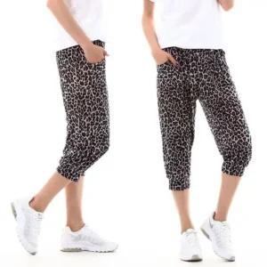 쿨팬츠 아이스바지 냉감 여자 필수 홈웨어 아이스 쿨바지 7부 호피그레이