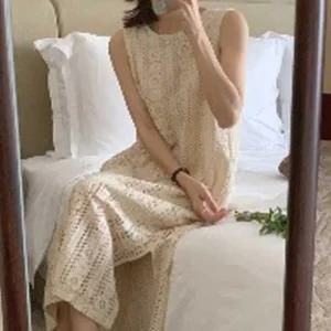 [라일리여성의류] Rly 레이스 포인트 슬리브리스 나시 원피스