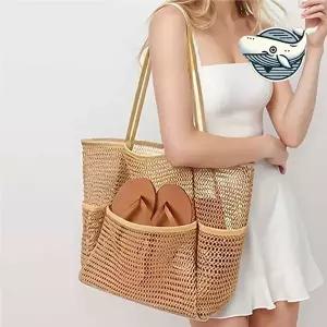 [하프클럽/]하와이안 스타일 대용량 메쉬비치백 4포켓 여름