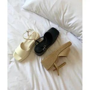 힐 끈샌들 여성 통굽 스트랩샌들 스트랩 슬리퍼 플랫 (WEF0942)