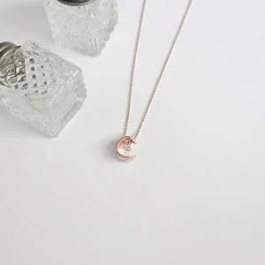 [오팔하우스]925Silver 반달 큐빅 목걸이 OPANN6102