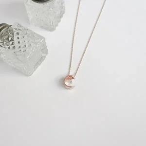 [오팔하우스]925Silver 반달 큐빅 목걸이 OPANN6102