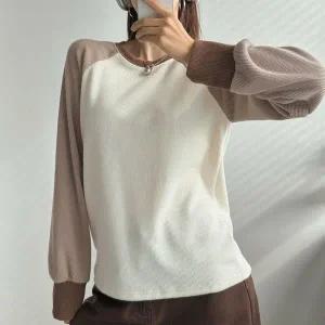 [하프클럽/]빅사이즈 512 배색나그랑니트티셔츠 DMAV813