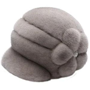 여성 밍크 모자 선물 모피 겨울 벙거지 중년