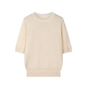 [하프클럽/]프릴넥 하프슬리브 니트 탑