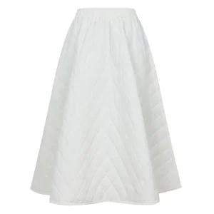 여성 허리밴딩 퀼팅 누빔 플레어 패딩 롱스커트 PIC-WSK-20967-아이보리