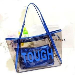[하프클럽/]파우치포함 TOUGH블루 캐주얼 투명비치백