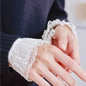 [하프클럽/]여자 프릴 레이스 페이크 손목 커프스 레이어드 코디