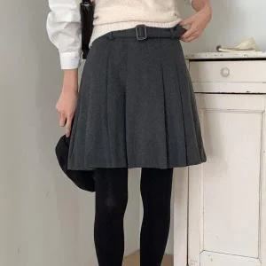 [하프클럽/셀러허브_여성트랜드패션]빅사이즈 511 테이벨티드플리츠스커트