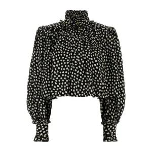 하이넥 개더 요크 실크 블라우스 CH26SHT90300 915