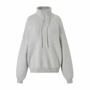 [하프클럽/나인식스뉴욕]데일리 하이넥 후드 오버핏 골지 니트 (NP4KT068L0)