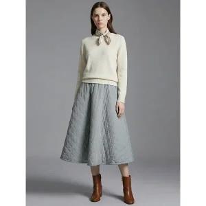 [하프클럽/샵앤]여성 허리밴딩 퀼팅 누빔 플레어 패딩 롱스커트 PIC-WSK-20967-