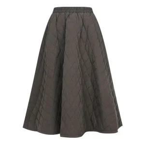 [하프클럽/샵앤]여성 허리밴딩 퀼팅 누빔 플레어 패딩 롱스커트 PIC-WSK-20967-