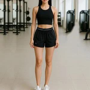 [하프클럽/] UA 테크 플레이업 3인치 여성 트레이닝 반바지 팬츠 블랙 1389882-0