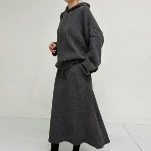 [하프클럽/셀러허브_여성트랜드패션]빅사이즈 512 니트골지후드치마세트 DRA