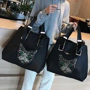 [하프클럽/]여성 숄더백 빅 쇼퍼백 고양이 스팽글