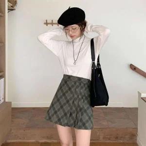 [하프클럽/]여성 쁘띠 반주름 바지내장 격자체크 스커트