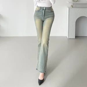 [하프클럽/]여성 나팔 워싱 편한 그런지 데님팬츠 데님