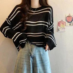 [하프클럽/]크롭 니트 스트라이프 제작