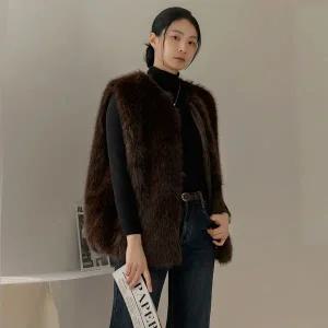 [하프클럽/]레민 밍크 퍼 집업 베스트