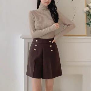 [하프클럽/]여자 FW 금장버튼 하이웨이스트 넓은 반바지