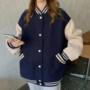 [라일리여성의류] Rly 여성 캐주얼 배색 기모안감 겨울 야구 점퍼 바시