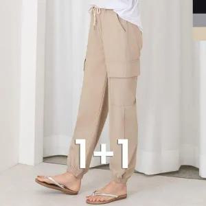 [하프클럽/]밴딩 빅사이즈 스판 캐쥬얼 허리밴딩 루즈핏 면 세미