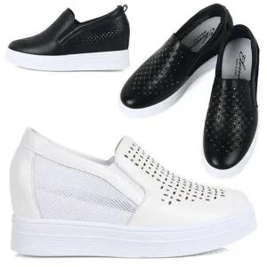 [하프클럽/]망사 여성 캐주얼 키높이 6cm 필수템 웨지힐 스니커즈