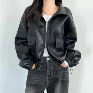 [하프클럽/이버유]가을 스웨이드자켓 크롭 레더 가죽자켓