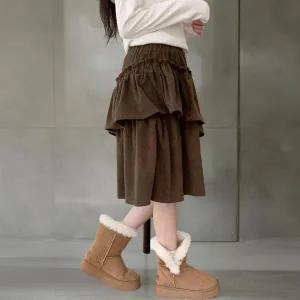 [하프클럽/]여성 티어드 사랑스러운 중간 고무줄 스커트