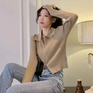 [하프클럽/]집업 인기 카라 골지 니트