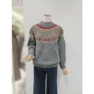 [갤러리아] [SOUP] 노르딕 패턴 반넥 니트티셔츠 SBBLK32