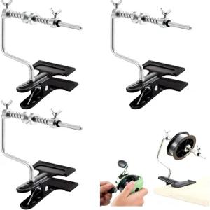 낚시용 낚싯줄 스풀러 3개 실버 테이블 장착 릴 조절 가능 홀더 와인더 스풀링 및 미끼 주조용 스테이션