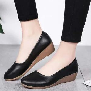 여성 깔끔한 웨지힐 가벼운 통굽 정장 구두 단화