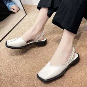 여성 스퀘어토 슬링백 샌들 로우힐 단화