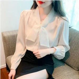 [하프클럽/]블라우스 타이 진주