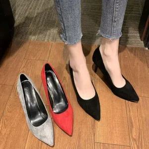 여자 미들힐 여성구두 하이힐 펌프스힐 힐구두 블랙