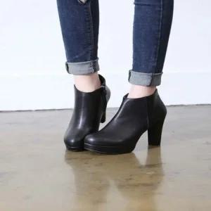 심플 통굽 둥근코 앵클힐 가보시 지퍼 키높이