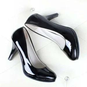 에나멜 8.5cm 펌프스힐 스트랩힐 하이힐 굽없는힐 가보시 통굽힐