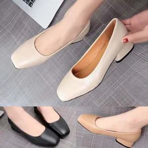 사각코 펌프스 힐 통굽 로우힐 여성구두 3.5cm