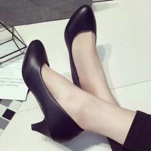 엣지 심플 5.5cm 펌프스 스트랩힐 하이힐 굽없는힐 가보시 통굽힐